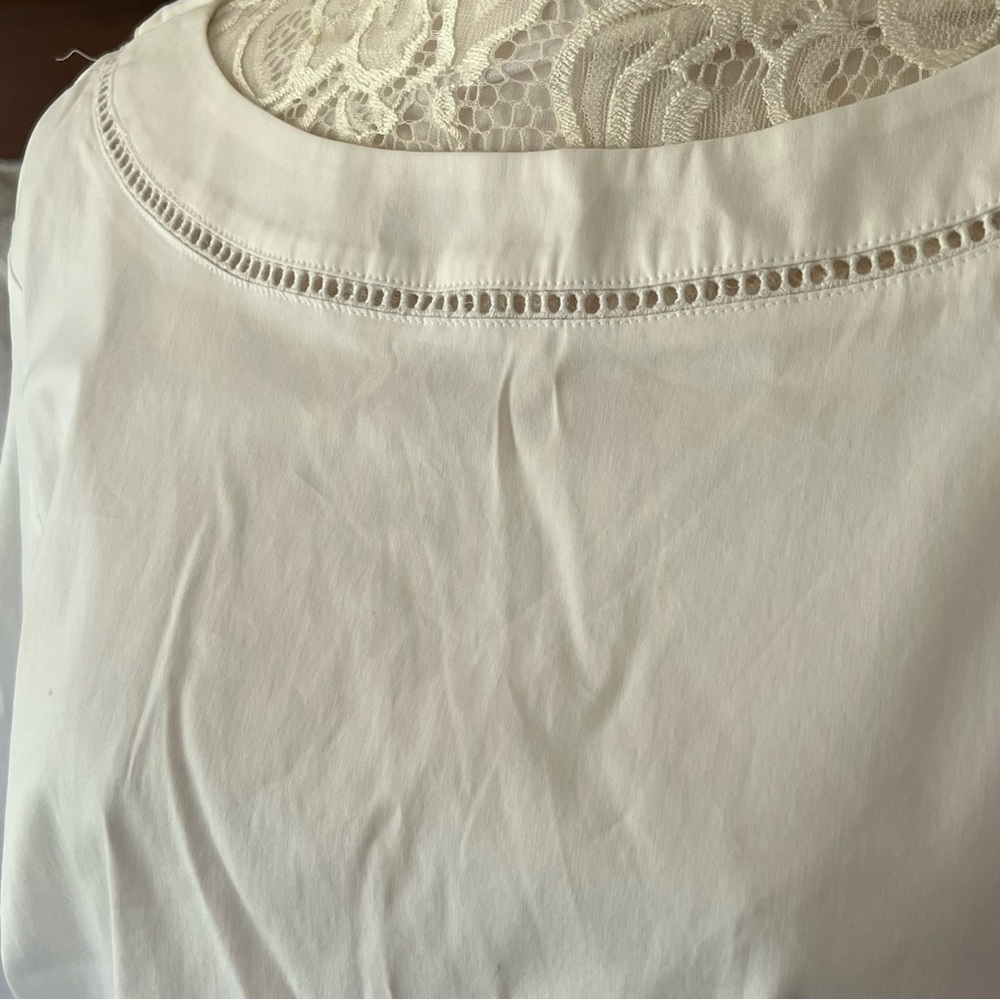 Ann Taylor blouse crisp white cotton blouse size large - Picture 4 of 8